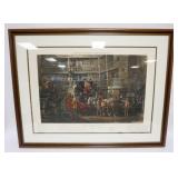 1109	LARGE FRAMED ENGRAVING, COACH SCENE TITLED *THE OLDEN TIME* BY J HARRIS, APPROXIMATELY 39 IN X 