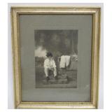1118	ANTIQUE FRAMED PHOTO OF WOMAN DRESSED LIKE A MAN W/HAT, SHIRT & TIE SMOKING A CIGARETTE, APPROX