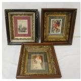 1129	GROUP OF 3 ASSORTED ANTIQUE WALNUT SHAWDOW BOX FRAMES, LARGEST APPROXIMATELY 17 IN X 15 IN