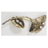 1134	STERLING SILVER PIN W/RHINESTONE, APPROXIMATELY 4 IN HIGH