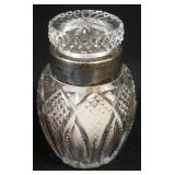 1151	CUT GLASS DRESSER BOTTLE WITH SILVER COLLAR, APPROXIMATELY 3 1/2 IN H