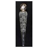 1165	CUT GLASS TEAR DROP PERFUME SCENT BOTTLE WITH 800 SILVER LID, APPROXIMATELY 7 IN L