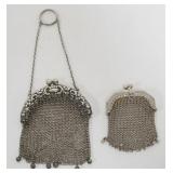 1185	STERLING SILVER AND 800 SILVER MESH LADIES COIN PURSES, LARGEST APPROXIMATELY 3 IN X 3 3/4 IN