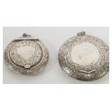 1195	2 STERLING SILVER LADIES LOCKET COMPACTS WITH MIRRORS, LARGEST APPROXIMATELY 2 1/2 IN