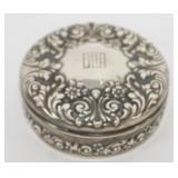 1196	REPOUSSE TIFFANY & CO. STERLING SILVER ROUND TRINKET BOX WITH GOLD WASH INTERIOR, APPROXIMATELY