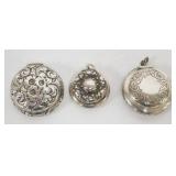 1198	3 STERLING SILVER BOXES COMPACTS, 1 MARKED HOWARD & CO. NY 1887, 1.2 OZT, LARGEST APPROXIMATELY