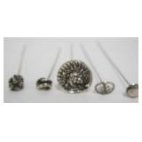 1199	GROUP OF ASSORTED ANTIQUE SILVER LADIES HAT PINS