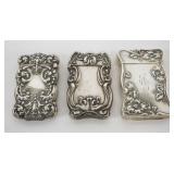 1207	GROUP OF 3 REPOUSSE STERLING MATCH SAFES, 2.1 OZT, LARGEST APPROXIMATELY 2 1/2 IN X 1 1/2 IN X 