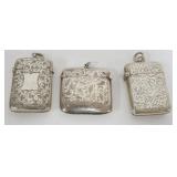1210	GROUP OF 3 REPOUSSE STERLING MATCH SAFES, 2.4 OZT, LARGEST APPROXIMATELY 2 IN X 1 1/2 IN X 1/2 