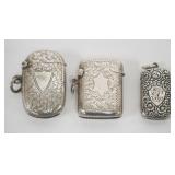 1211	GROUP OF 3 REPOUSSE STERLING MATCH SAFES, 1.3 OZT, LARGEST APPROXIMATELY 1 3/4 IN X 1 IN X 1/2 