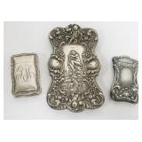1212	2 STERLING SILVER MATCH SAFES AND STERLING REPOUSSE TRAY, 2.1 OZT