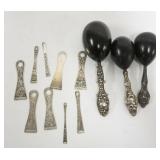 1220	STERLING HANDLED SOCK DARNERS AND YARN THREADERS, TALLEST PIECE APPROXIMATELY 6 IN