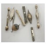 1224	ASSORTED STERLING SILVER SEWING ITEMS, 2.3 OZT TOTAL WEIGHT