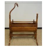 1253	ANTIQUE BIEDERMEIER GOOSE NECK CRADLE, APPROXIMATELY 47 IN X 28 IN X 66 IN H