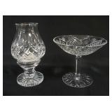 1006	WATERFORD CRYSTAL COMPOTE & HURRICANE CANDLE HOLDER, TALLEST APPROXIMATELY 7 1/2 IN HIGH