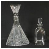 1011	CUT GLASS SHERRY/WINE DECANTOR & ORREFORS DECANTOR, TALLEST APPROXIMATELY 14 1/2 IN HIGH