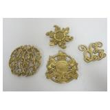1015	COLONIAL WILLIAMSBURG VINTAGE BRASS TRIVETS, LARGEST APPROXIMATELY 6 IN X 6 IN