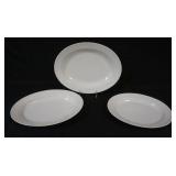 1027	ROYAL COPENHAGEN WHITE HALF LACE NEST OF 3 SERVING PLATTERS, LARGEST APPROXIMATELY 14 1/2 IN X 