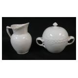 1029	ROYAL COPENHAGEN WHITE HALF LACE CREAMER & SUGAR