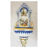 1042	CONTEMPORARY FRENCH FAIENCE LAVABO, APPROXIMATELY 20 IN X 11 IN X 48 IN HIGH