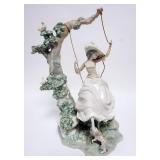 1075	LLADRO PORCELAIN FIGURE *VICTORIAN GIRL ON SWING* ROPE SEPARATED ON RIGHT SIDE, APPROXIMATELY 1