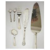 1090	GROUP OF ASSORTED STERLING SILVER ITEMS INCLUDING MASTER BUTTER KNIFE, SPOON, FORK, 2.8 OZT NOT