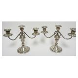 1095	PAIR OF STERLING SILVER WEIGHTED CANDELABRA, EACH APPROXIMATELY 10 IN H