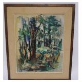 1112	ABSTRACT OIL PAINTING ON CANVAS, ARTIST SIGNED LOWER LEFT, APPROXIMATELY 21 1/2 IN X 26 IN OVER