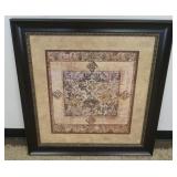 1119	FRAMED AND MATTED PRINT, DECORATIVE FLORAL DESIGN, APPROXIMATELY 35 IN X 37 IN OVERALL