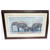 1130	ROBERT BATEMAN *ELEPHANT HERD AND SAND GROUSE*, FRAMED AND MATTED, PENCIL SIGNED AND NO. 838/95