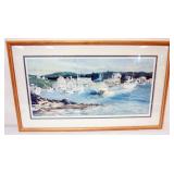 1142	RANDALL HIGDON FRAMED AND MATTED PRINT *BRIGHT SKIES, CALM SEAS, QUIET MOODS* ARTIST SIGNED AND