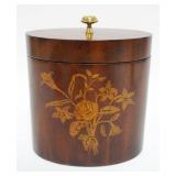 1147	MAITLAND SMITH OVAL WOOD STORAGE BOX WITH INLAID ROSE, APPROXIMATELY 7 IN X 4 1/2 IN X 9 IN H
