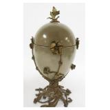 1153	MAITLAND SMITH PORCELAIN AND ORNATE CAST METAL COVERED URN, APPROXIMATELY 15 IN H