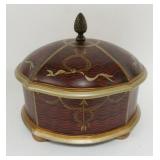 1155	CHELSEA HOUSE DECORATIVE COVERED BOX WITH ACORN FINIAL, APPROXIMATELY 13 IN X 9 IN X 11 IN