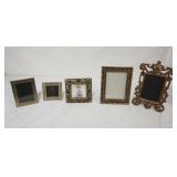 1164A	GROUP OF 5 DECORATIVE DRESSER TOP PHOTO FRAMES, 3 ARE JEWELED, LARGEST APPROXIMATELY 11 1/4 IN