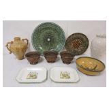 1168	GROUP OF ASSORTED DECORATIVE POTTERY ACCENT PIECES, LARGEST APPROXIMATELY 21 IN H