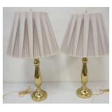 1186	PAIR OF BRASS CANDLESTICK STYLE TABLE LAMPS, EACH APPROXIMATELY 30 IN H