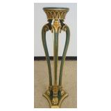 1206	ITALIAN PAINT DECORATED PAW FOOT PEDESTAL WITH GILT ACCENTS. APPROXIMATELY 16 IN X 13 IN X 48 I