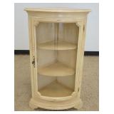 1210	1 DOOR CORNER CURVED GLASS CURIO CABINET WITH 2 INTERIOR SHELVES IN IVORY FINISH, APPROXIMATELY