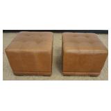 1213	PAIR OF BALLARD LEATHER OTTOMANS/FOOT STOOLS, EACH APPROXIMATELY 20 IN X 29 IN X 17 IN H
