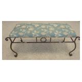 1219	WROUGHT IRON UPHOLSTERED WINDOW BENCH, COX MFG CO., APPROXIMATELY 47 IN X 22 IN X 22 IN H