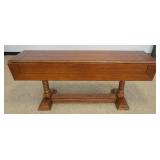 1220	CHERRY NARROW DROP LEAF TABLE WITH DOUBLE COLUMN BASE, APPROXIMATELY 72 IN X 19 IN X 32 IN H, E