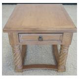 1223	DREXEL HERITAGE OAK 1 DRAWER LAMP TABLE, APPROXIMATELY 26 IN X 30 IN X 25 IN H