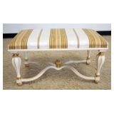 1225	ITALIAN *DECORATIVE CRAFTS* HANDMADE UPHOLSTERED BENCH WITH GILT ACCENTS, APPROXIMATELY 35 IN X