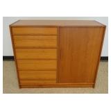 1247	DANISH MODERN TEAK 5 DRAWER, 1 DOOR CABINET, APPROXIMATELY 48 IN X 17 IN X 41 IN H