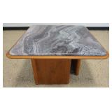 1248	DANISH MODERN TEAK MARBLE TOP TABLE, APPROXIMATELY 34 IN SQ X 21 IN H