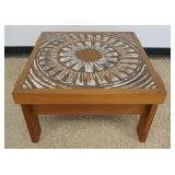 1250	DANISH MODERN TEAK TILE TOP STAND, APPROXIMATELY 28 IN X 27 IN X 19 IN H