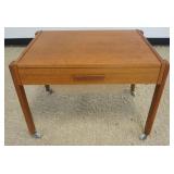 1251	DANISH MODERN TEAK SEWING STAND AND CONTENTS, APPROXIMATELY 18 IN X 27 IN X 20 IN H