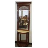 1258	HALL ENTRY COAT RACK WITH MIRROR AND MARBLE TOP, APPROXIMATELY 28 IN X 13 IN X 80 ON H