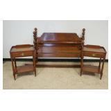 1273	HENKEL HARRIS VIRGINIA GALLERIES SOLID BLACK CHERRY QUEEN SIZE BED AND 2 BEDSIDE STANDS, BED AP